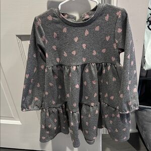 Rare Editions Charcoal Dress with Blush Hearts